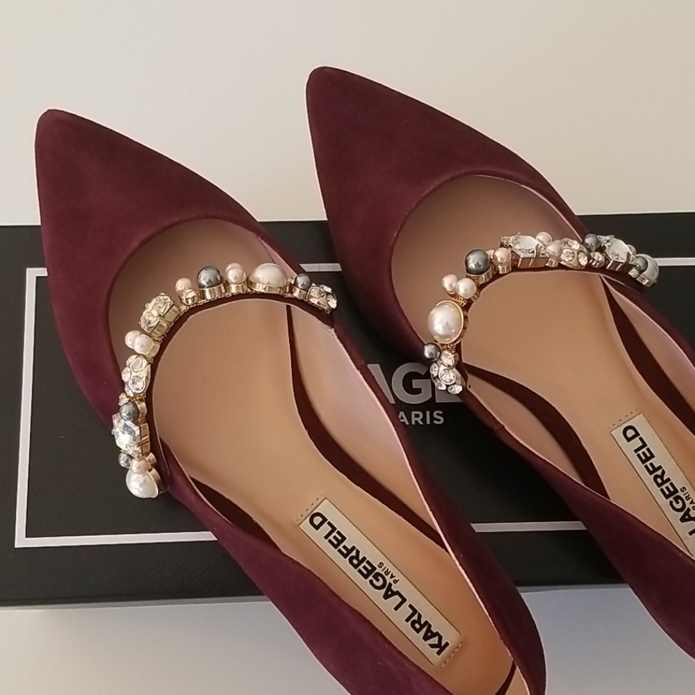 ▪︎HP▪︎🎀Karl Lagerfeld jeweled patent ballet flats